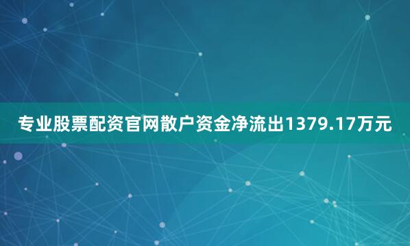 专业股票配资官网散户资金净流出1379.17万元